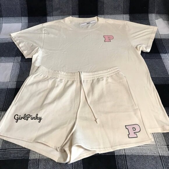 victoria secret PINK shorts OUTFIT IN WHITE SHELL LIMITED EDITION SIZES M-XXL - Picture 4 of 6